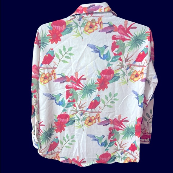 NWT Hopper Island Linen Blend Easy-Care Relaxed Long Sleeve Shirt Humming bird - Picture 2 of 10